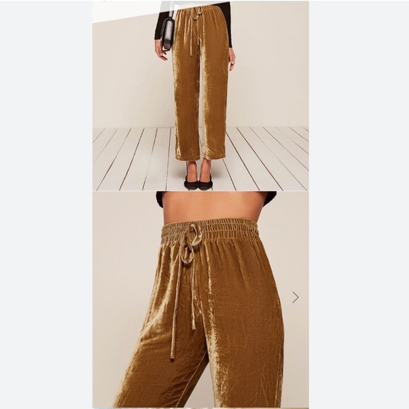 Reformation gold rush crushed velvet pants NEW - Picture 8 of 8